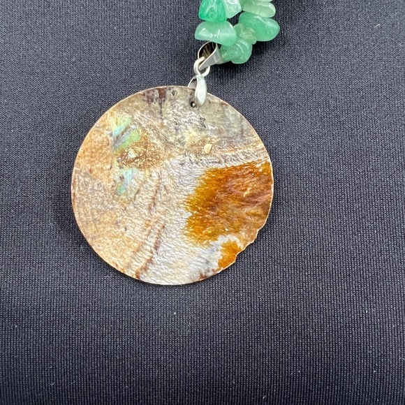 Abalone shell and Jadelite 925 Sterling silver necklace - Picture 7 of 8